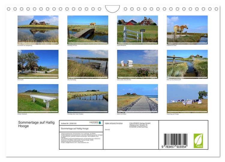 Produktbild: Sommertage auf Hallig Hooge (Wandkalender 2026 DIN A4 quer), CALVENDO Monatskalender