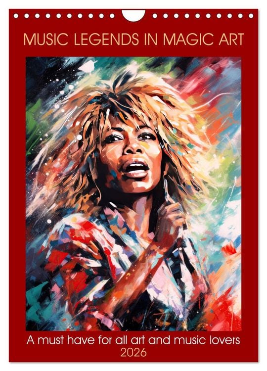Produktbild: Music legends in magic art (Wall Calendar 2026 DIN A4 portrait), CALVENDO 12 Month Wall Calendar