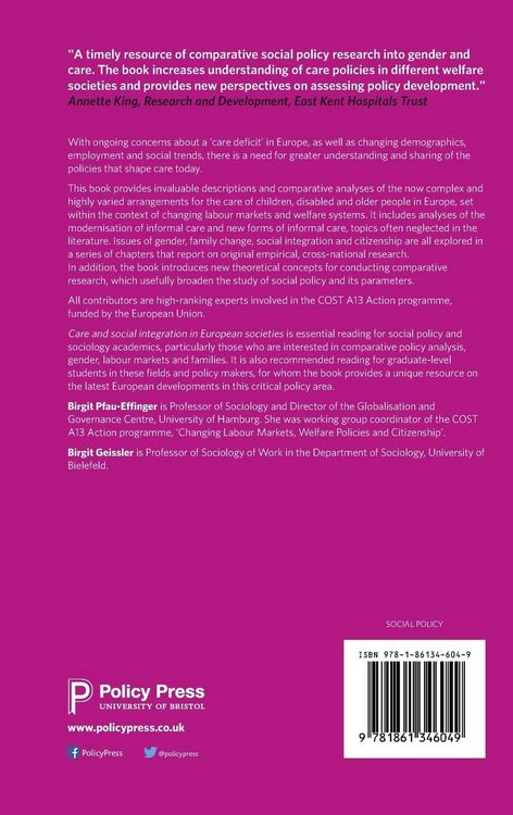 Produktbild: Care and social integration in European societies