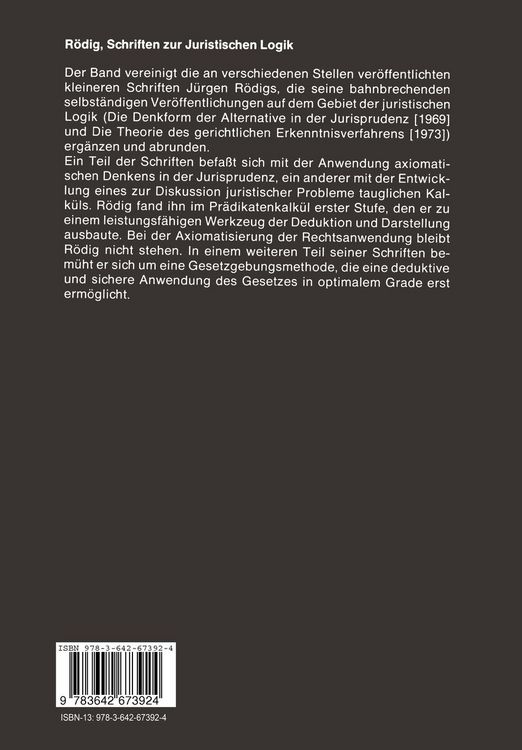 Produktbild: Schriften zur juristischen Logik