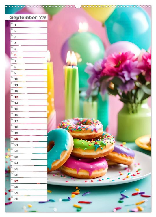 Produktbild: Festliche Momente - Ein Jahr mit KI Geburtstagen (hochwertiger Premium Wandkalender 2026 DIN A2 hoch), Kunstdruck in Hochglanz