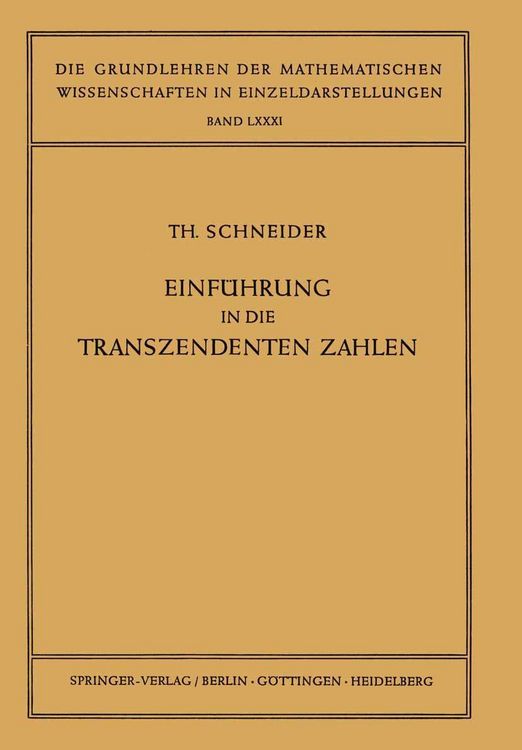 Produktbild: Einf&uuml;hrung in die Transzendenten Zahlen