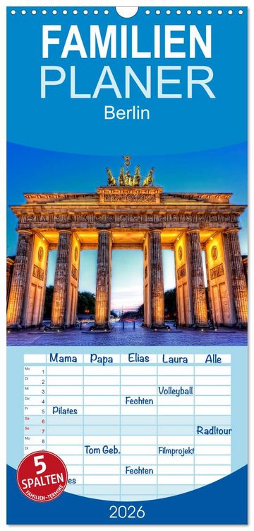 Produktbild: Familienplaner 2026 - Berlin mit 5 Spalten (Wandkalender, 21 x 45 cm) CALVENDO