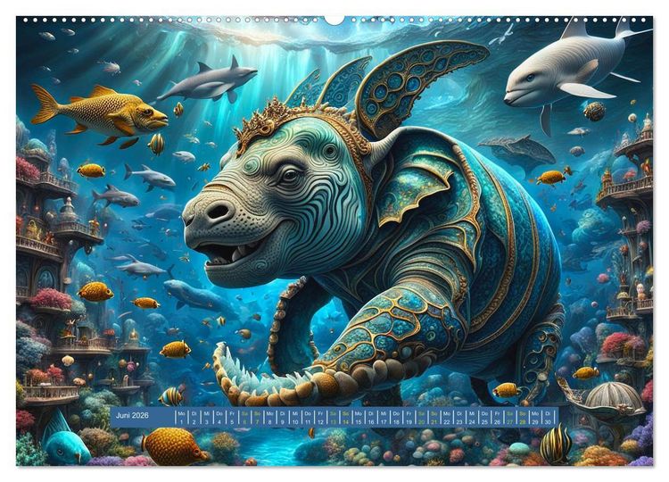 Produktbild: Verborgene Welten: Arkanum der mystischen Tierwesen (hochwertiger Premium Wandkalender 2026 DIN A2 quer), Kunstdruck in Hochglanz