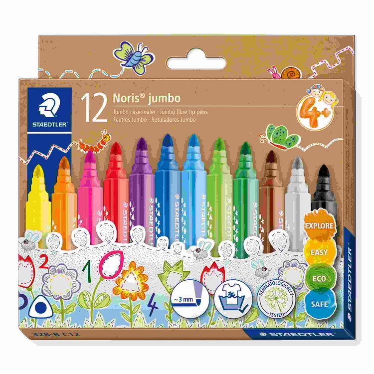 Produktbild: STAEDTLER Noris Schreib- und Zeichbedarf Noris jumbo 328-B Dreikantiger jumbo Fasermaler, 12er Set