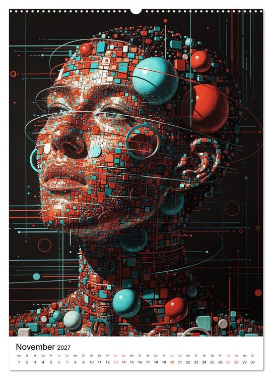 Produktbild: Abstracts - Fragmente der Zeit - Auf der Suche nach Menschlichkeit im Datenstrom (hochwertiger Premium Wandkalender 2027 DIN A2 hoch), Kunstdruck in Hochglanz