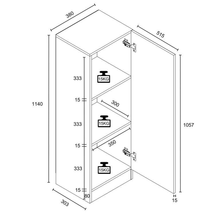Produktbild: Mehrzweckschrank B&uuml;ro Wohnzimmer Dilos 114 x 38 cm