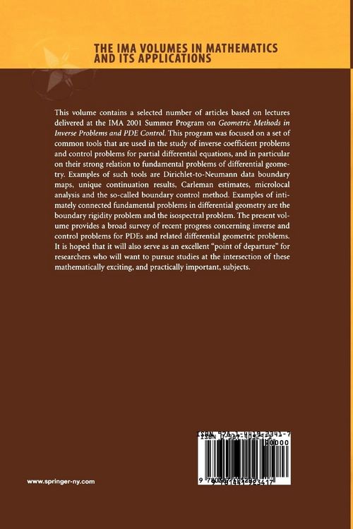 Produktbild: Geometric Methods in Inverse Problems and PDE Control
