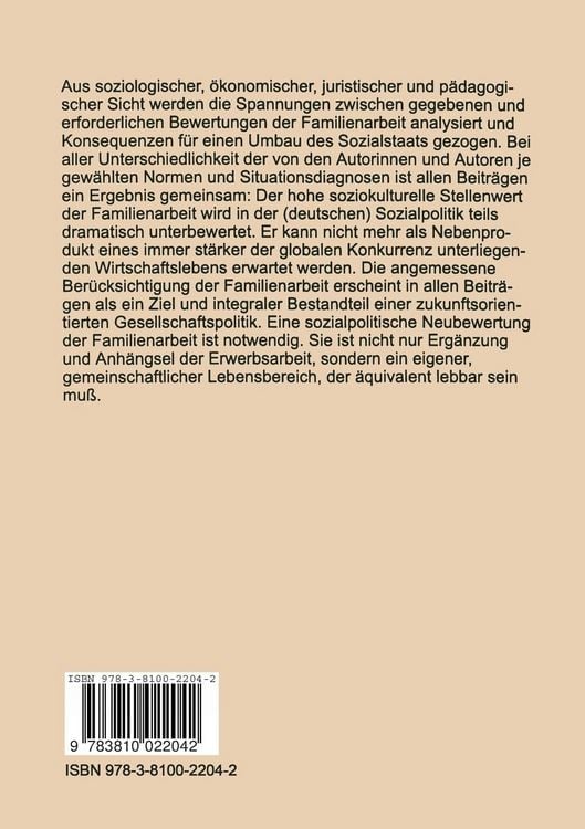 Produktbild: Neubewertung der Familienarbeit in der Sozialpolitik