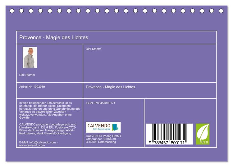 Produktbild: Provence - Magie des Lichtes (Tischkalender 2026 DIN A5 quer), CALVENDO Monatskalender