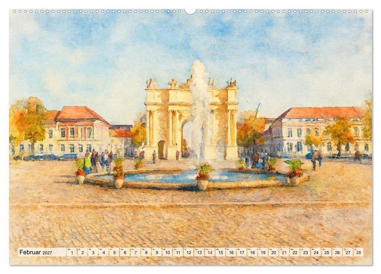 Produktbild: Potsdam &ndash; Historische Ansichten im Aquarellstil (hochwertiger Premium Wandkalender 2027 DIN A2 quer), Kunstdruck in Hochglanz