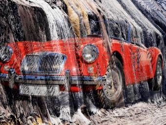 Produktbild: CALVENDO Puzzle MG Roadster vor dramatischem Hintergrund | 1000 Teile Lege-Gr&ouml;&szlig;e 64x48cm Foto-Puzzle f&uuml;r gl&uuml;ckliche Stunden