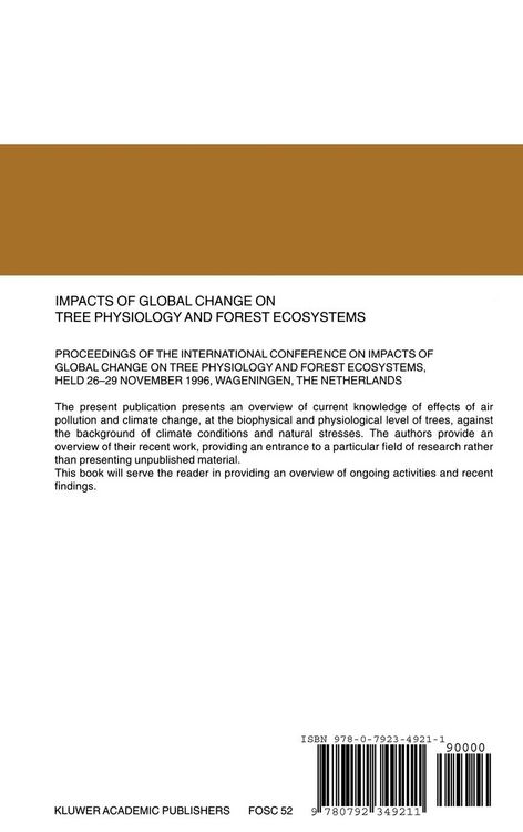 Produktbild: Impacts of Global Change on Tree Physiology and Forest Ecosystems
