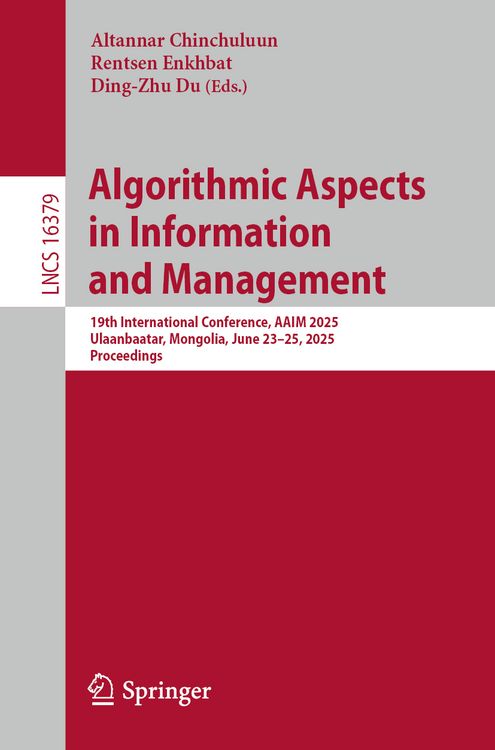 Produktbild: Algorithmic Aspects in Information and Management
