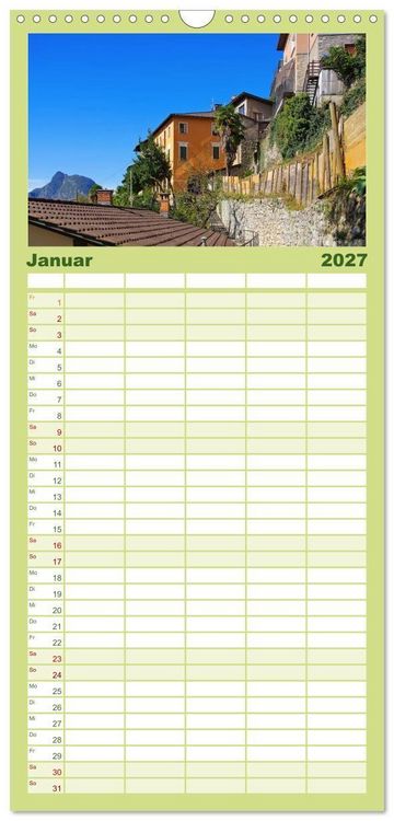 Produktbild: Familienplaner 2027 - Gandria - Malerisches Dorf am Luganer See mit 5 Spalten (Wandkalender, 21 x 45 cm) CALVENDO