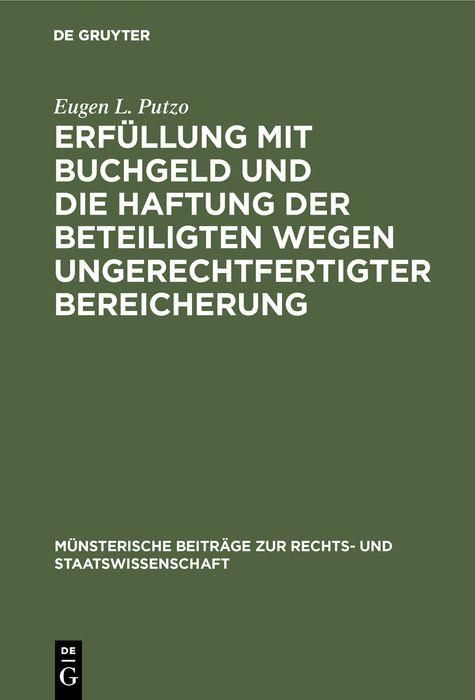 Produktbild: Erf&uuml;llung mit Buchgeld und die Haftung der Beteiligten wegen ungerechtfertigter Bereicherung