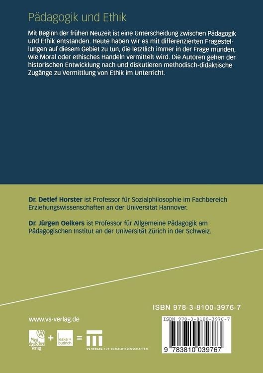 Produktbild: P&auml;dagogik und Ethik