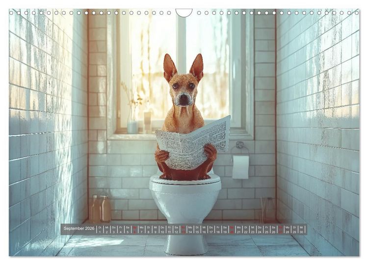 Produktbild: Sitz, Platz, Sp&uuml;l - Hunde auf dem Thron (Wandkalender 2026 DIN A3 quer), CALVENDO Monatskalender