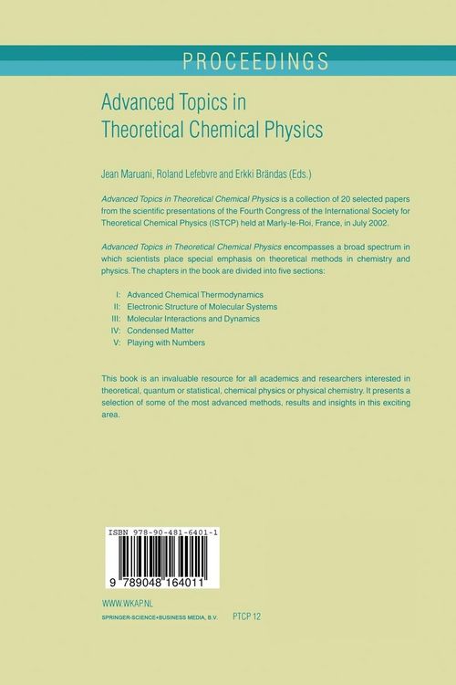 Produktbild: Advanced Topics in Theoretical Chemical Physics