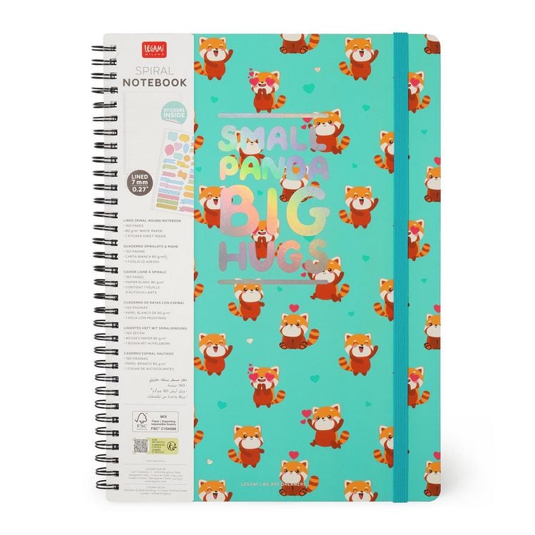 Produktbild: Legami Notizbuch liniert mit Spiralbindung - Maxi - Roter Panda
