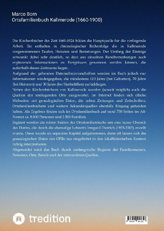 Produktbild: Ortsfamilienbuch Kallmerode inkl. Beinrode (1660-1900)