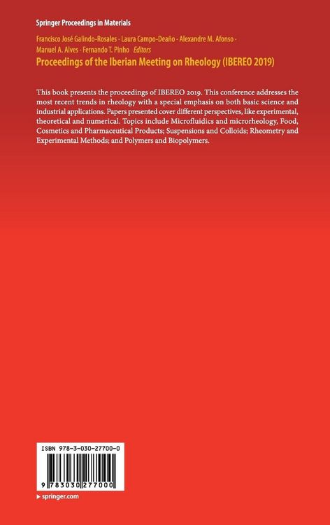 Produktbild: Proceedings of the Iberian Meeting on Rheology (IBEREO 2019)