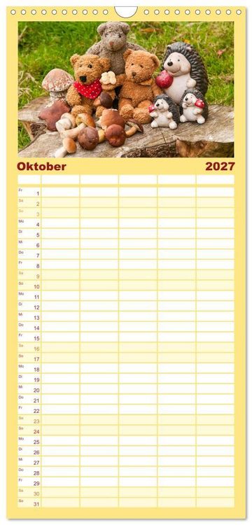 Produktbild: Familienplaner 2027 - Kunterbunte B&auml;renwelt - Teddys mit 5 Spalten (Wandkalender, 21 x 45 cm) CALVENDO