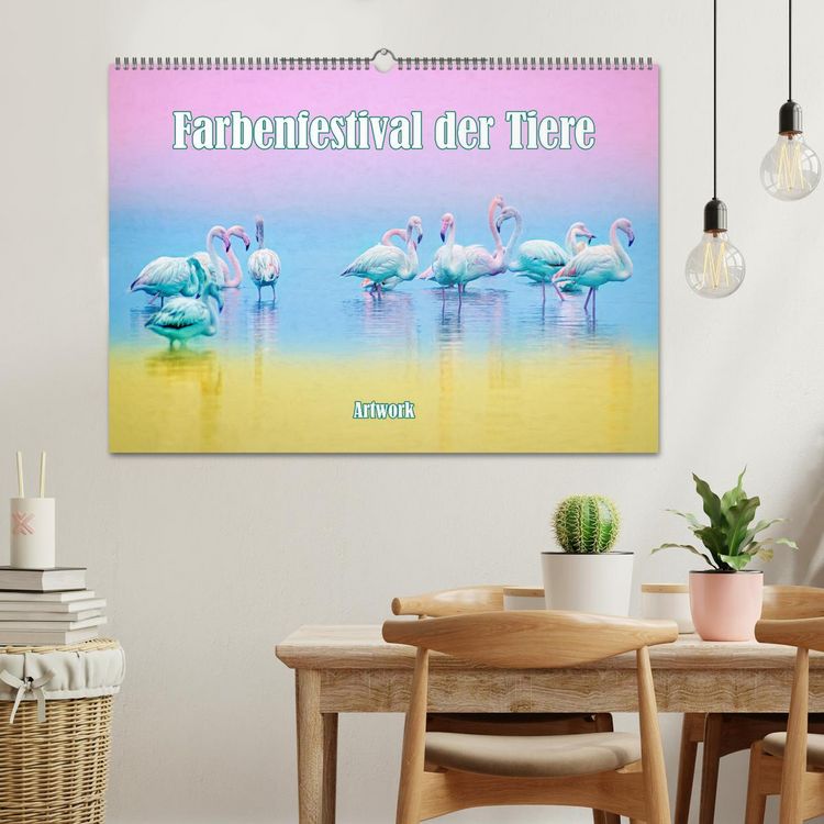 Produktbild: Farbenfestival der Tiere - Artwork (Wandkalender 2026 DIN A2 quer), CALVENDO Monatskalender