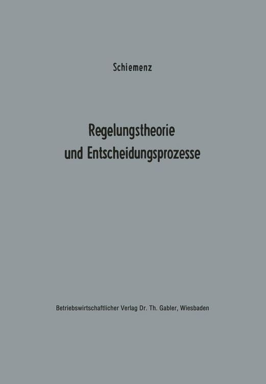 Produktbild: Regelungstheorie und Entscheidungsprozesse