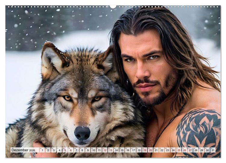 Produktbild: Naturburschen im Wald - Muskeln, Tattoos und Waldbewohner (hochwertiger Premium Wandkalender 2026 DIN A2 quer), Kunstdruck in Hochglanz