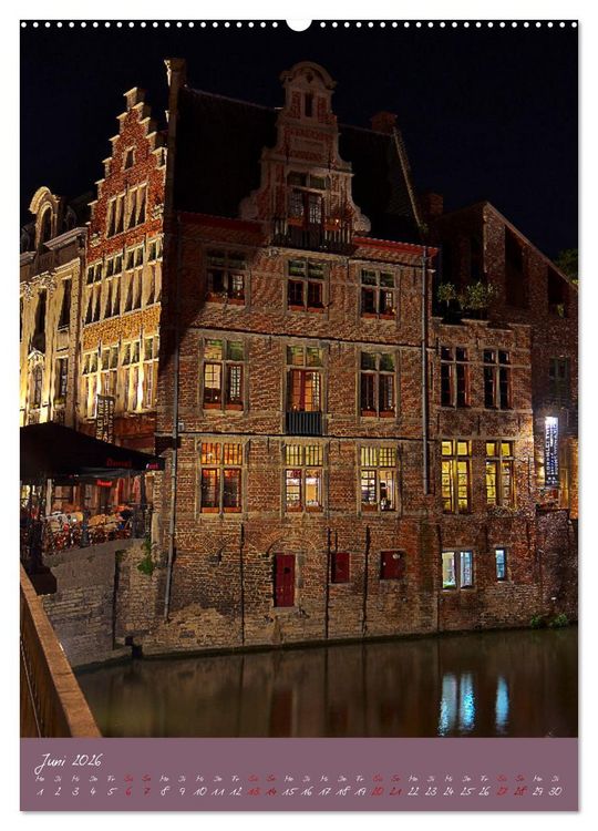 Produktbild: D&auml;mmerung in Gent und Br&uuml;gge (hochwertiger Premium Wandkalender 2026 DIN A2 hoch), Kunstdruck in Hochglanz