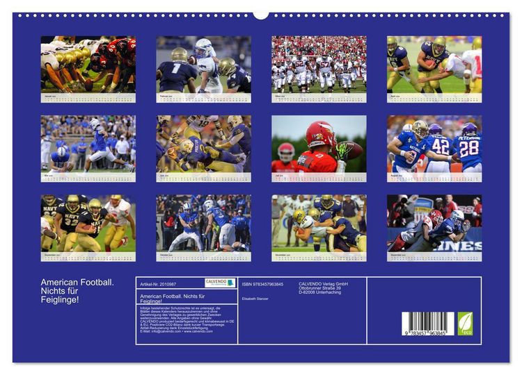 Produktbild: American Football. Nichts f&uuml;r Feiglinge! (hochwertiger Premium Wandkalender 2026 DIN A2 quer), Kunstdruck in Hochglanz