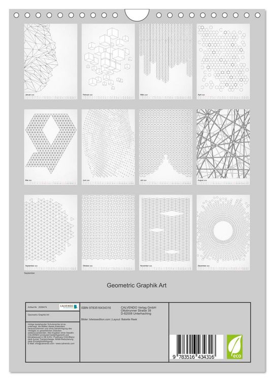 Produktbild: Geometric Graphik Art (Wandkalender 2026 DIN A4 hoch), CALVENDO Monatskalender