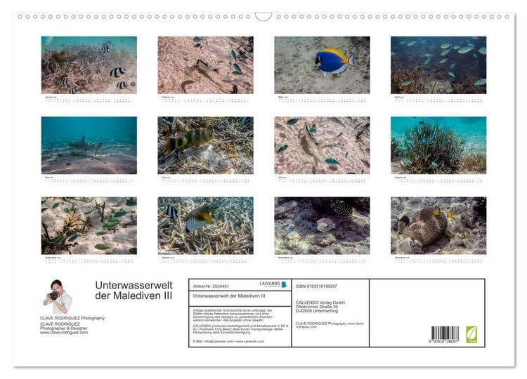 Produktbild: Unterwasserwelt der Malediven III (Wandkalender 2026 DIN A2 quer), CALVENDO Monatskalender