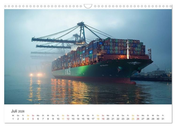 Produktbild: Containerschiffe - Giganten im Fokus (Wandkalender 2026 DIN A3 quer), CALVENDO Monatskalender