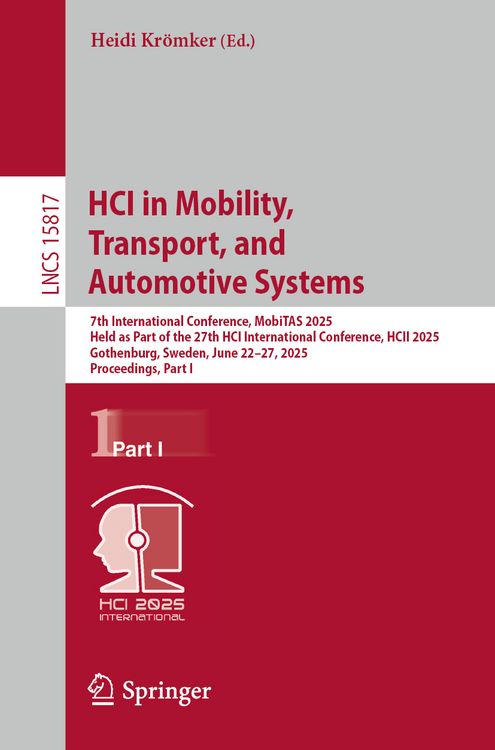 Produktbild: HCI in Mobility, Transport, and Automotive Systems