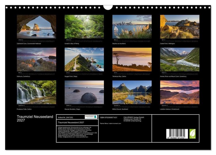 Produktbild: Traumziel Neuseeland 2027 (Wandkalender 2027 DIN A3 quer), CALVENDO Monatskalender