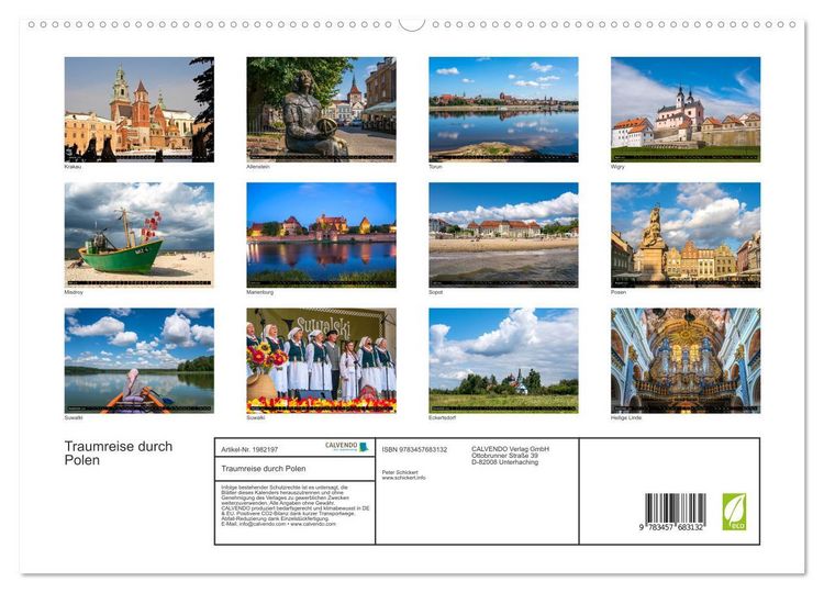 Produktbild: Traumreise durch Polen (hochwertiger Premium Wandkalender 2026 DIN A2 quer), Kunstdruck in Hochglanz
