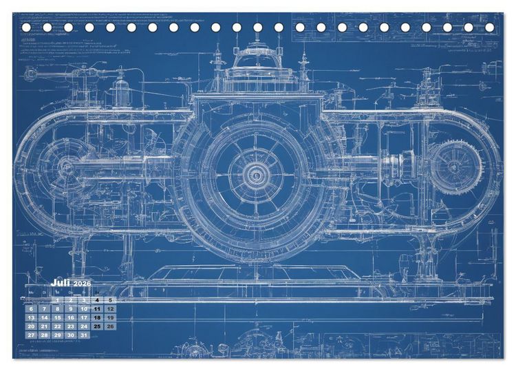 Produktbild: Steampunk - Blaupausen (Tischkalender 2026 DIN A5 quer), CALVENDO Monatskalender