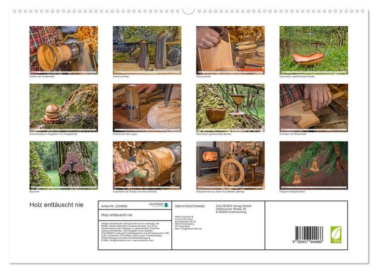 Produktbild: Holz entt&auml;uscht nie (hochwertiger Premium Wandkalender 2026 DIN A2 quer), Kunstdruck in Hochglanz
