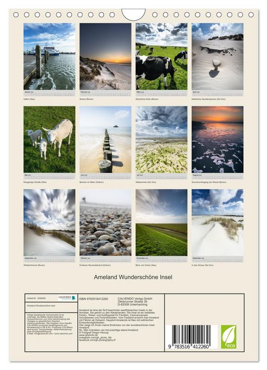 Produktbild: Ameland Wundersch&ouml;ne Insel (Wandkalender 2026 DIN A4 hoch), CALVENDO Monatskalender