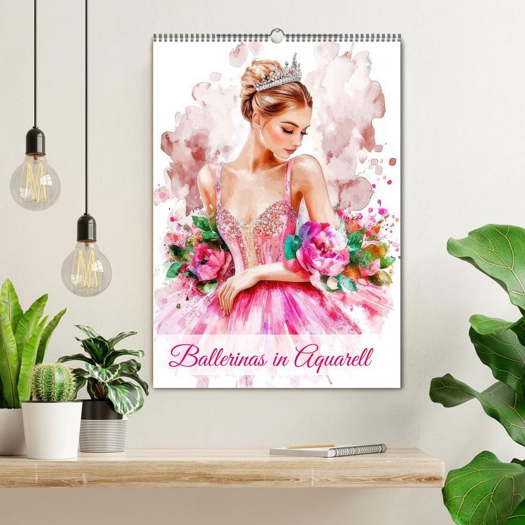 Produktbild: Ballerinas in Aquarell (Wandkalender 2026 DIN A2 hoch), CALVENDO Monatskalender