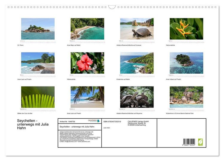 Produktbild: Seychellen - unterwegs mit Julia Hahn (Wandkalender 2026 DIN A2 quer), CALVENDO Monatskalender