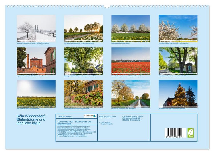 Produktbild: K&ouml;ln Widdersdorf - Bl&uuml;tentr&auml;ume und l&auml;ndliche Idylle (hochwertiger Premium Wandkalender 2026 DIN A2 quer), Kunstdruck in Hochglanz