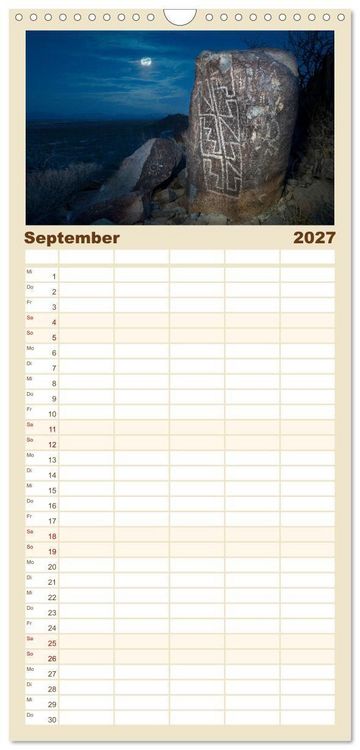 Produktbild: Familienplaner 2027 - Kraftpl&auml;tze der Indianer mit 5 Spalten (Wandkalender, 21 x 45 cm) CALVENDO