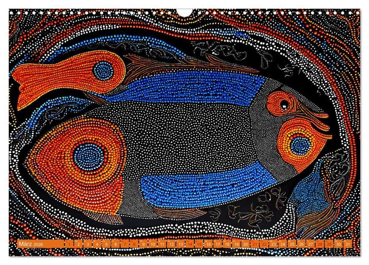 Produktbild: Traumzeit - KI-generierte Aborigine-Kunst aus dem Herzen Australiens (Wandkalender 2026 DIN A3 quer), CALVENDO Monatskalender