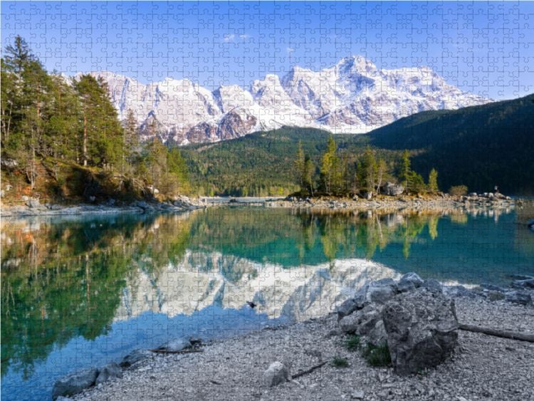 Produktbild: CALVENDO Puzzle Wettersteinmassiv - Eibsee | 1000 Teile Lege-Gr&ouml;&szlig;e 64x48cm Foto-Puzzle f&uuml;r gl&uuml;ckliche Stunden