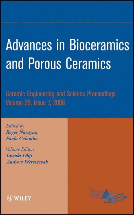 Produktbild: Advances in Bioceramics and Porous Ceramics, Volume 29, Issue 7