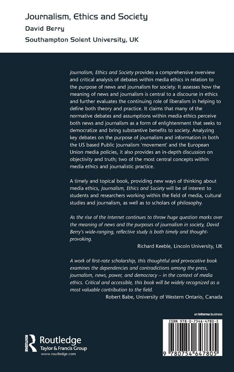 Produktbild: Journalism, Ethics and Society