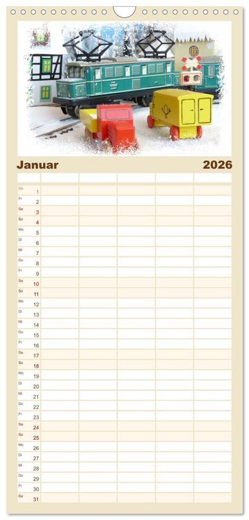 Produktbild: Familienplaner 2026 - Bahn-Nostalgie im Modell mit 5 Spalten (Wandkalender, 21 x 45 cm) CALVENDO